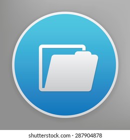 Folder design icon on blue button,clean vector