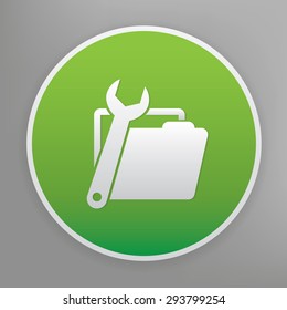 Folder design icon on green button,clean vector