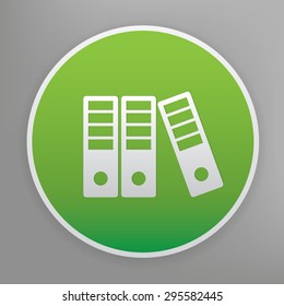 Folder design icon on green button, clean vector