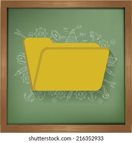 Folder design on blackboard background,clean vector