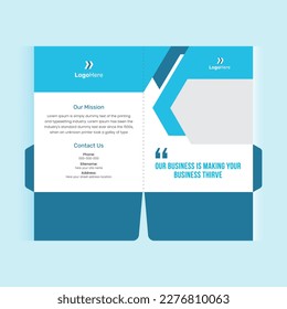 Folder design template for business, blue corporate folder presentation design.