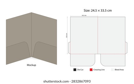 Folder Design Template with Die Cut and Crease Lines