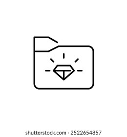 Folder with diamond. File storage, premium service. Pixel perfect, editable stroke icon
