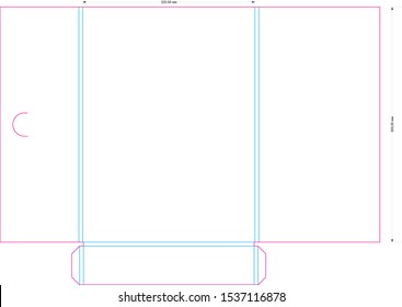 Folder die cut. Empty shablon for blank and card with lock. Stamp Template. Vector black isolated circuit, line folder on white background