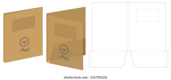 folder die cut mock up template vector