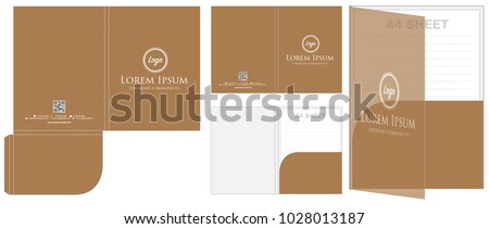 Folder die cut mock up template vector