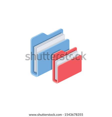 Folder directory copy. Vector 3d isometric, color web icon, new flat style. Creative illustration design, idea for infographics.