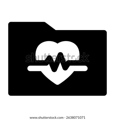 Folder displaying a heart symbol with an electrocardiogram line representing health data storage and management Useful for healthcare and medical-related designs