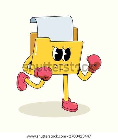 folder doc boxer character groovy cartoon illustration
