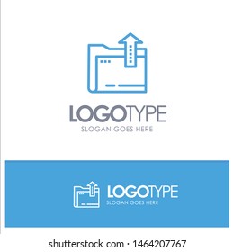 Folder, Document, File, Storage Blue Logo Line Style. Vector Icon Template background