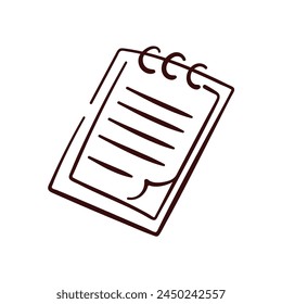 Folder with document icon in line art style. Vector illustration isolated on a white background.