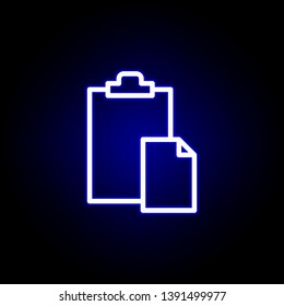 folder, document icon in neon style. Can be used for web, logo, mobile app, UI, UX