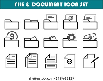 folder and document icon set, various models for graphic design needs, vector eps 10.