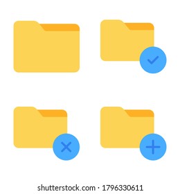 Folder & Document Icons Set= folder, folder checklist, folder, close, add document. Perfect for website mobile app, presentation, illustration and any other projects.