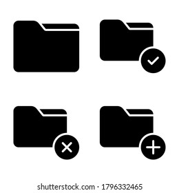 Folder & Document Icons Set= folder, folder checklist, folder, close, add document. Perfect for website mobile app, presentation, illustration and any other projects.