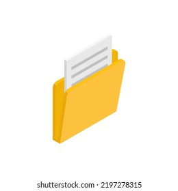 Folder with a document, isometric icon.