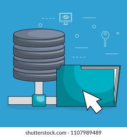folder document with online security icons