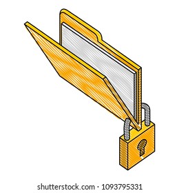 folder document with padlock isometric icon