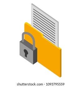 folder document with padlock isometric icon