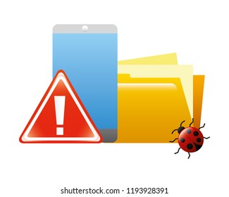 folder document with smartphone and icons