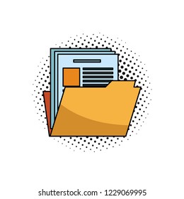 Folder with document symbol pop art