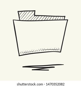 Folder document symbol. Vector folder file. Hand drawn folder icon.