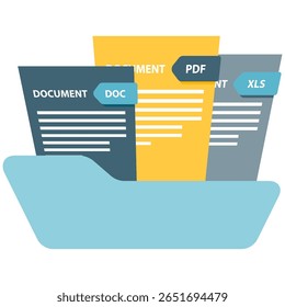 folder with document types, file and folder