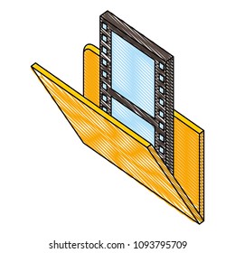 folder document with video file isometric icon
