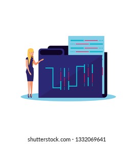 folder document with young woman