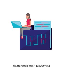 folder document with young woman