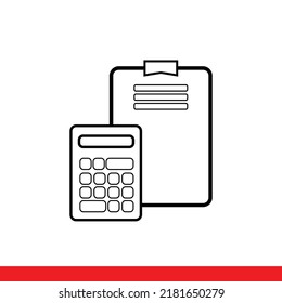 folder with documents and calculator, line icon vector