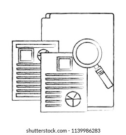 folder and documents file with statistics pie graph