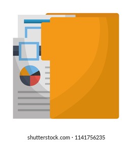 folder with documents files of statistics graphic