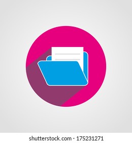 Folder with Documents Icon Isolated on White Background