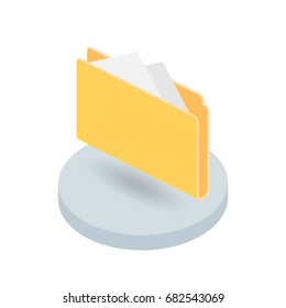 Folder With Documents Isometric Vector Icon