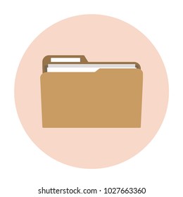 Folder with documents. Documents in the folder. Modern cartoon vector illustration in a flat style isolated on white background.