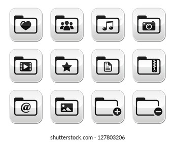 Folder documents music film buttons set