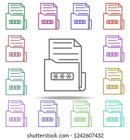 folder with documents password icon. Elements of data secutity in multi color style icons. Simple icon for websites, web design, mobile app, info graphics
