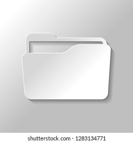 Folder of documents, portfolio with files, business icon. Paper style with shadow on gray background