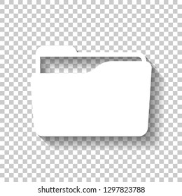 Folder of documents, portfolio with files, business icon. White icon with shadow on transparent background