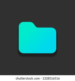 Folder of documents, portfolio with files, business icon. Colorful logo concept with soft shadow on dark background. Icon color of azure ocean