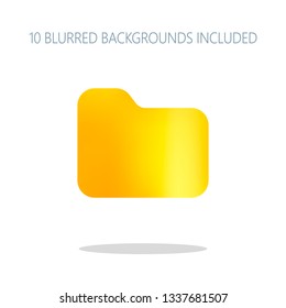 Folder of documents, portfolio with files, business icon. Colorful logo concept with simple shadow on white. 10 different blurred backgrounds included