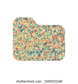 Folder of documents, portfolio with files, business icon. Colored mosaic with polygons