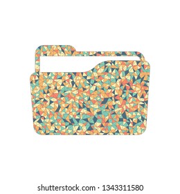Folder of documents, portfolio with files, business icon. Colored mosaic with polygons