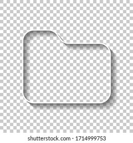 Folder of documents, portfolio with files, business icon. White outline sign with shadow on transparent background