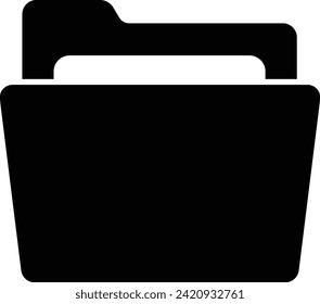 Carpeta de documentos, portafolio con archivos, icono comercial. Icono negro sobre fondo blanco