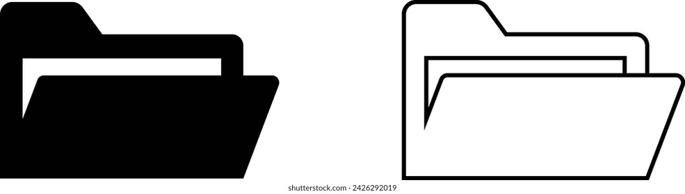 Folder of documents, portfolio with files, business icon. Black icon on white background