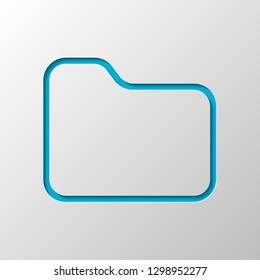 Folder of documents, portfolio with files, linear outline business icon. Paper design. Cutted symbol with shadow