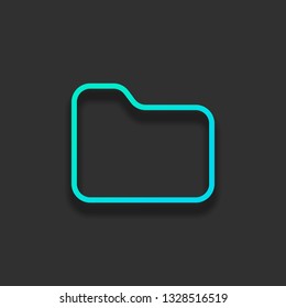 Folder of documents, portfolio with files, linear outline business icon. Colorful logo concept with soft shadow on dark background. Icon color of azure ocean