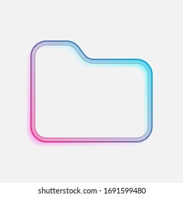 Folder of documents, portfolio with files, linear outline business icon. Colored logo with diagonal lines and blue-red gradient. Neon graphic, light effect